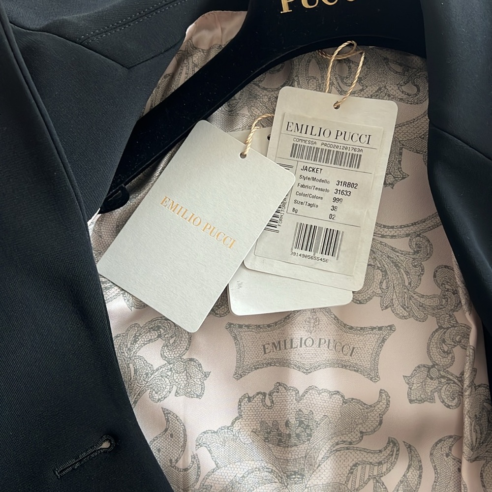 NWT Emilio Pucci Black Blazer Jacket Italy Size 38 US 4 - Picture 12 of 16